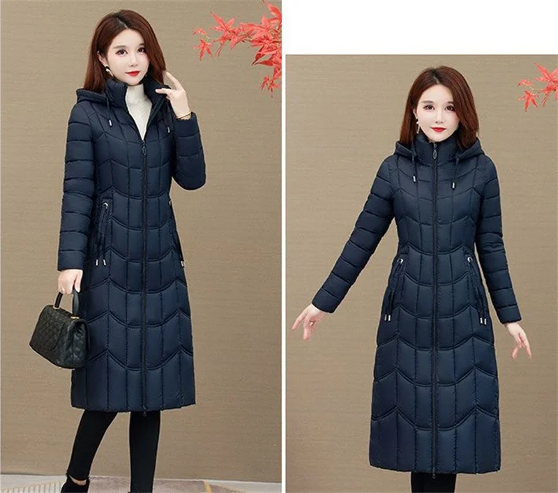 2026 Winter Jacket Women X-long Thicken Down Coat with A Hood Straight Elegant Outerwear Korean Fashion Female Parkas
