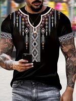 Ethnic Style Pattern Men’s Creative Digital Print Short Sleeve Crew Neck T-shirt Summer Outdoor Holiday Mens Tshirt Male Top Tee