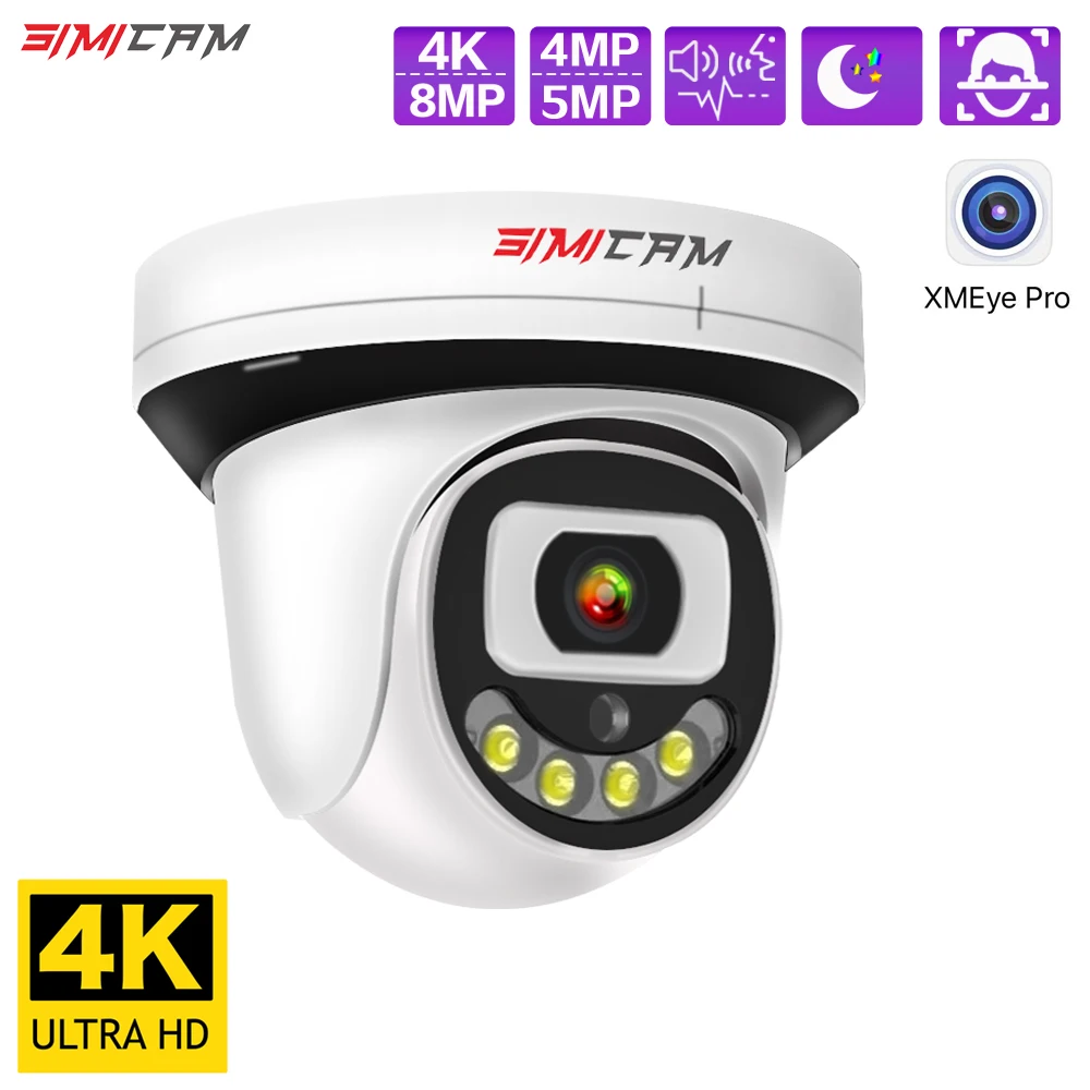 4K 8MP/5MP/4MP Security IP Camera Video Surveillance POE/DC12V Witch Two Way Audio Color Night Vision Onvif AI Smart Alarm Xmeye
