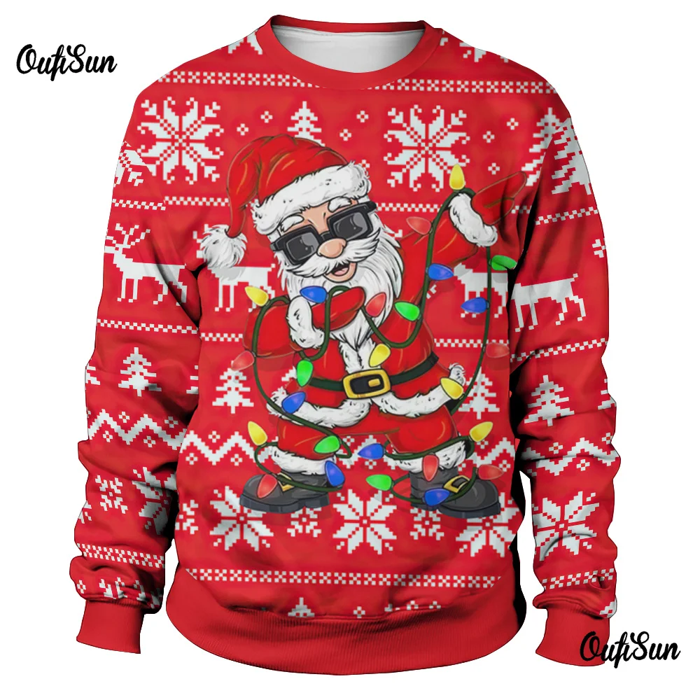 

Funny Christmas Men's Hoodies Hip Hop Style Sweatshirts For Couples Autumn Long Short Hoodied O-neck Oversized Men Clothing Tops