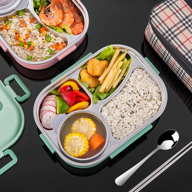 Premium Food Grade 316 Stainless Steel Lunch Box with Soup Bowl Leak-Proof Divider Bento Box With Insulation Bag 1500ml Volume