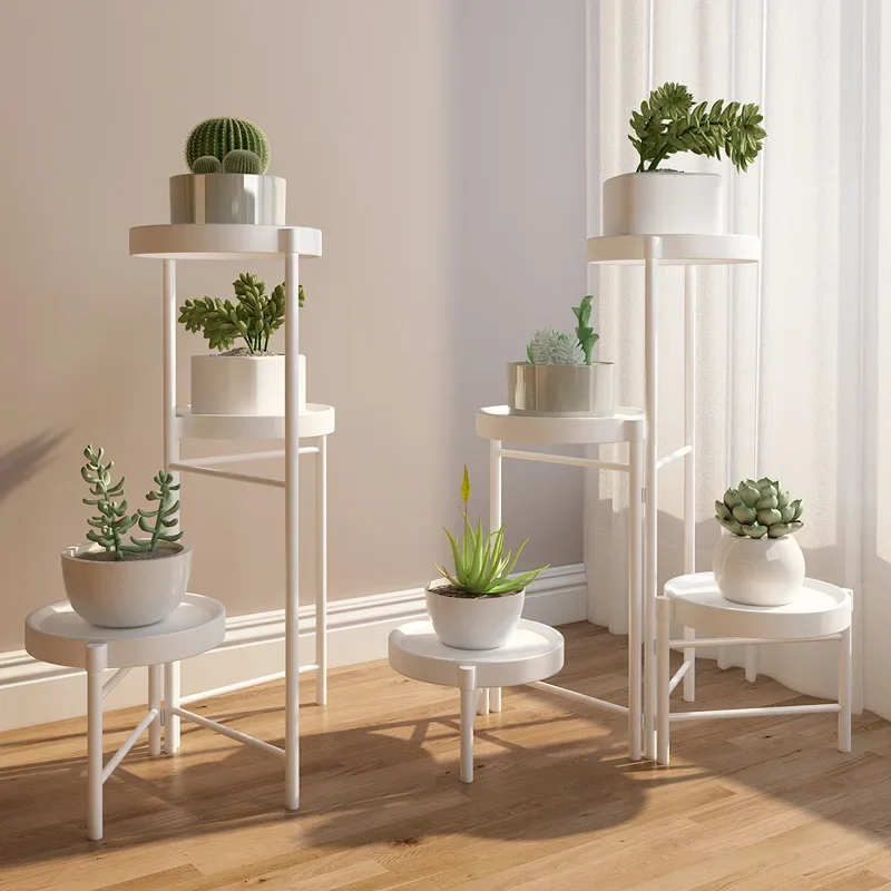 Simple Folding Iron Flower Rack Indoor Succulent Green Pineapple Plant Rack Floor Mounted Small Pot