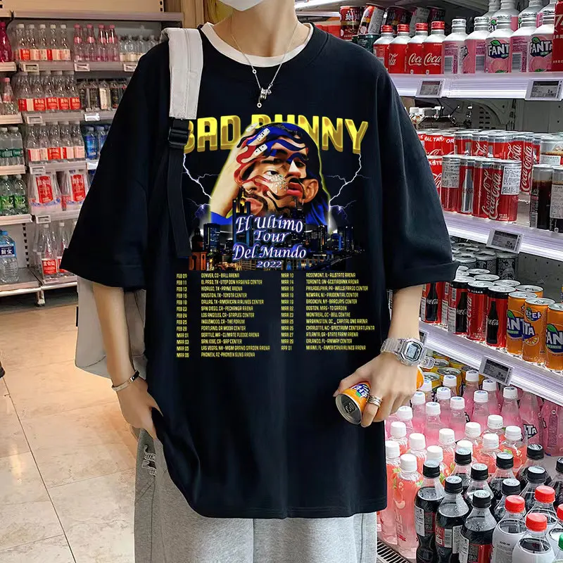 

Rapper Bad Bunny El Ultimo Tour Del Mundo 2022 Tshirt Regular Men Women Hip Hop T-shirts Mens Fashion Casual Tops Short Sleeve