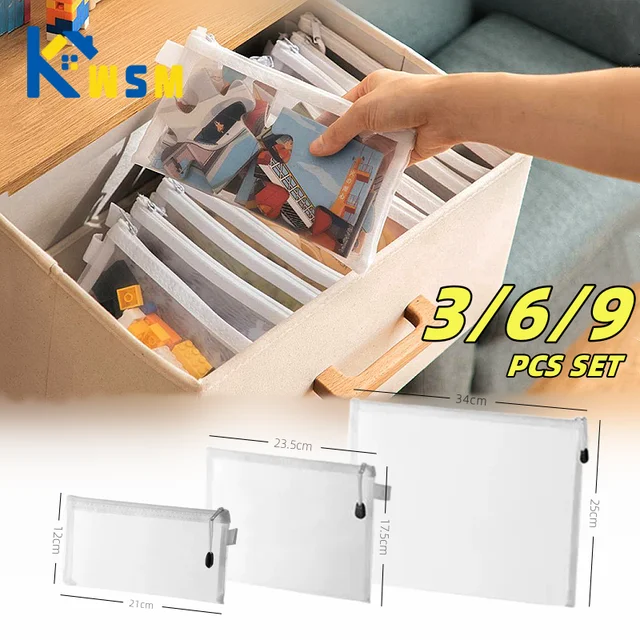 3 Dcs Hálós Cipzáras Fájl Táska Vízálló Nedvességálló Mappa Játék Tároló Tárolóeszközök Kozmetikai Szervezeti