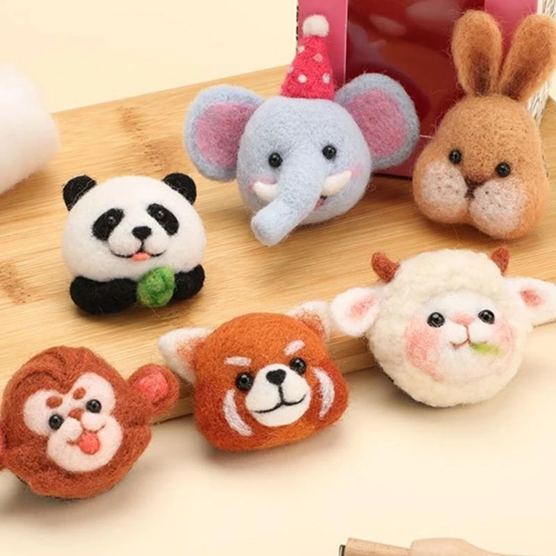Lovely Animal Brooch Needle Felting Starter Kits Pins Needle Felting Kits Wool Tool for Woman Y5GB