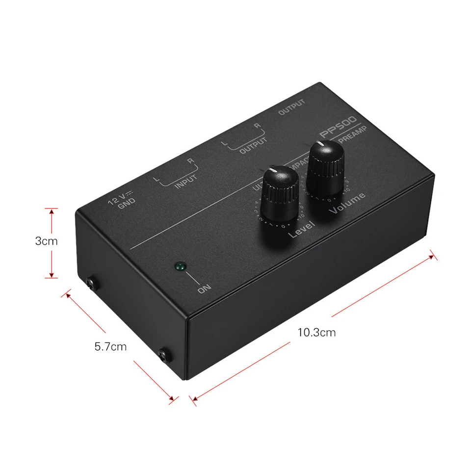 PP500 Phono-voorversterker Stereo -ingang met Laag Geluidsniveau -uitgang, Gevoelig, Eenvoudig Te Gebruiken, Breed Scala aan Toepassingen, Draaitafelvoorversterker voor (Europese