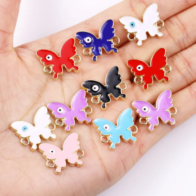 30pcs Enamel Colorful Cute Small Butterfly Alloy Charms For