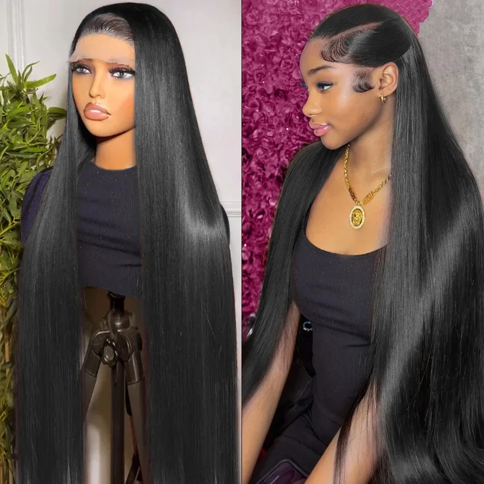 Human Hair Wig 250 Density 30 40 Inch Bone Straight 13x6 Lace Front Brazilian 13X4 Hd Lace For Women