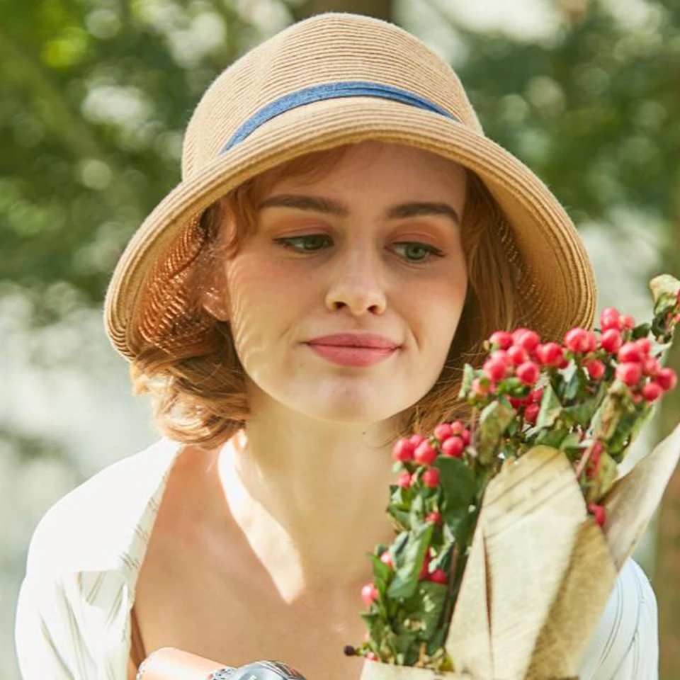 JJiaoLinin Cappello di Paglia di Donna, Cappello Parasole di Paglia da Donna Elegante, Pieghevole Estate Cappellos da Spiaggia, per l'Estate Viaggio e la Spiaggia Vacanze (Colore caffè