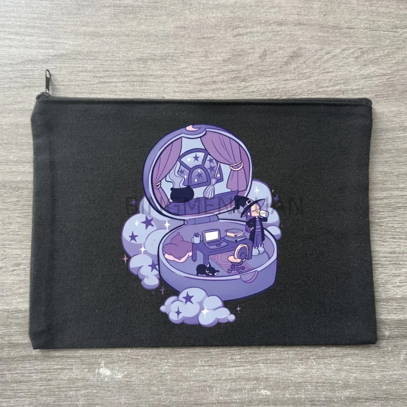Kawaii Polly Pocket Canvas Aufbewahrungstasche Multifunktionale Schwarze Kosmetiktasche Reißverschluss-Federmäppchen für Schüler DIY – Detail 15
