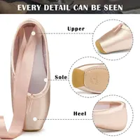 Women Ballet Shoes for Girls Pink Silk Ballerina Ribbons Ballet Pointe Dance Shoes for Kids Children Professional Ballet Shoes 2