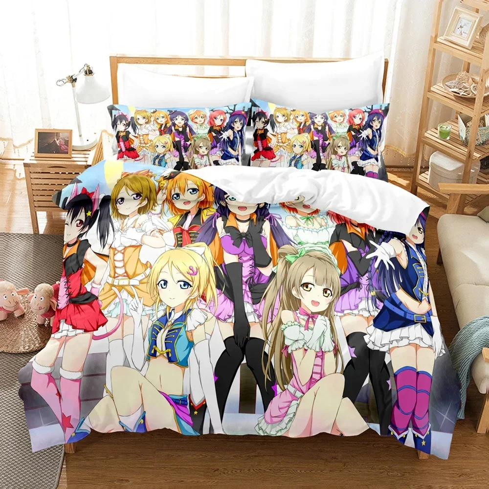 Anime Love Live! School Idol Festival Bedding Set Boys Girls Twin Queen Size Duvet Cover Pillowcase Bed Kids Adult 3
