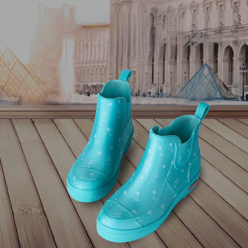 New 2023 Women Fashion Ankle Rain Boots Waterproof Casual Non-slip Rainboots Female Garden Shoes Waterproof Wellies