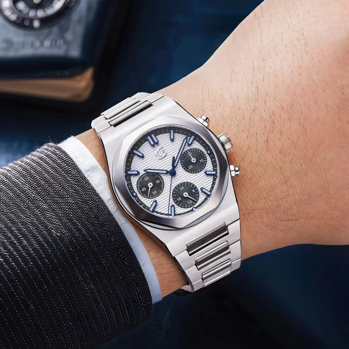 Men's Mechanical Wristwatch Bettimer Fashion Business Men's Mechanical Timing Wristwatch ST1903 Stainless Steel Luminous watches for men B8002