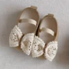 MISOWMNJOY Baby Girls Shoes Lace Flower Bowknot Infant Mary Jane Flats Soft Sole Rubber Non-Slip Crib Shoes for Toddlers 3