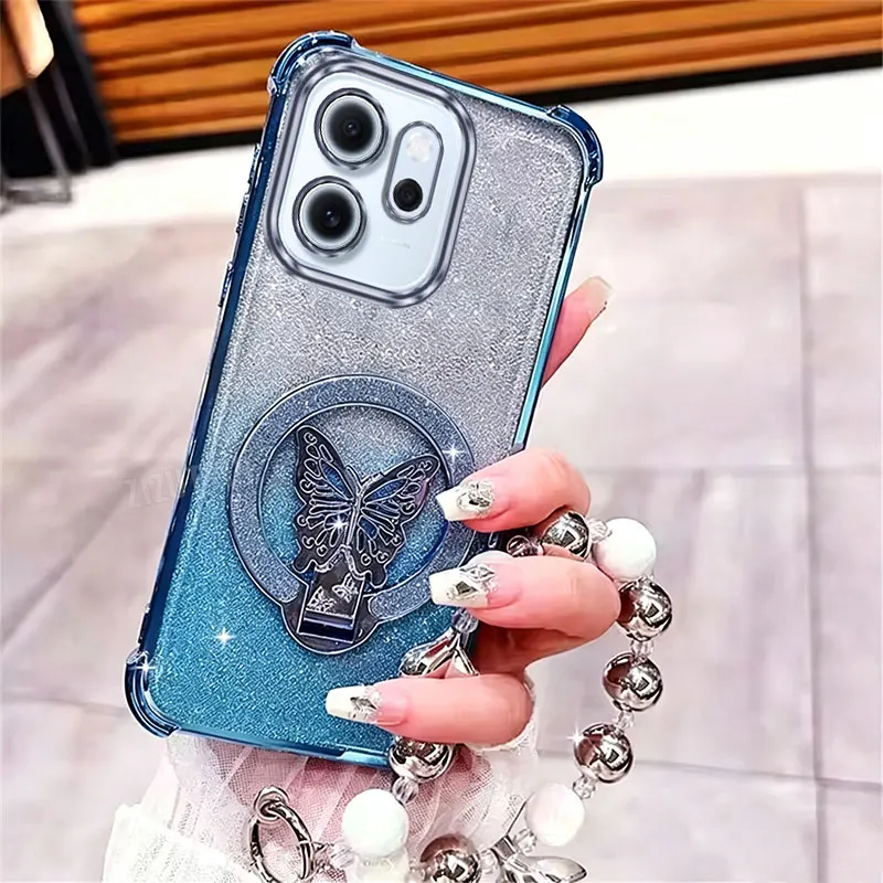 Pearl Butterfly Lanyard Phone Holder Case