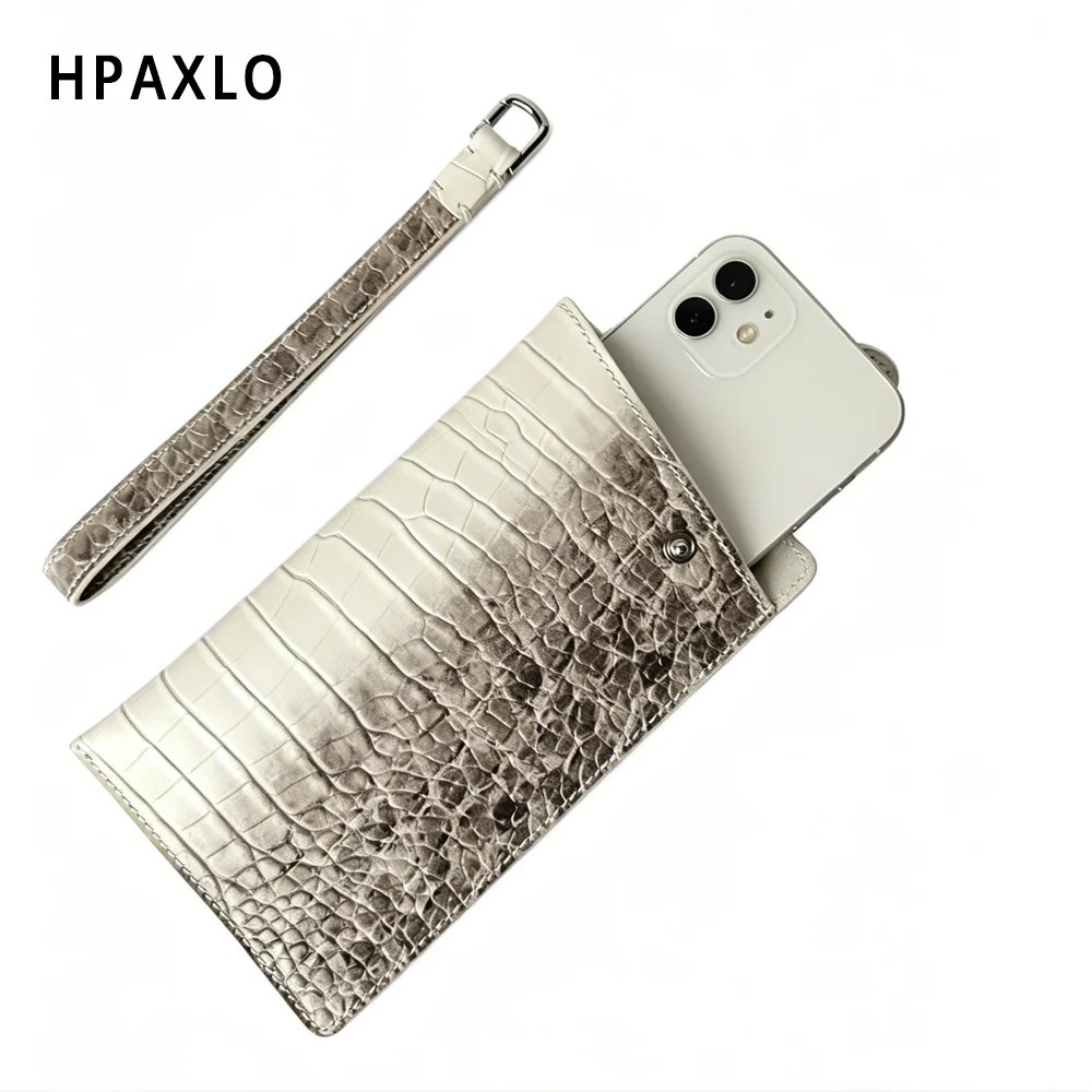 New Himalayan Color Makeup Bag Set with First Letter Embossing Genuine Leather Crocodile Texture Cosmetic Storage Case Make Up 6