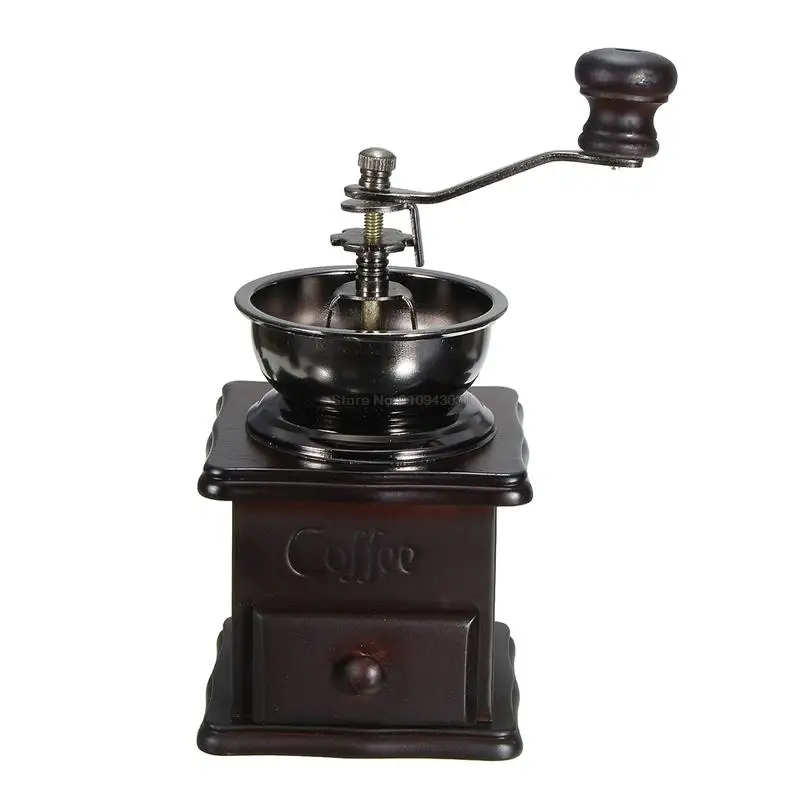 Classical Wooden Manual Coffee Grinder Hand Stainless Steel Retro Coffee Spice Mini Burr Mill With High-quality Ceramic