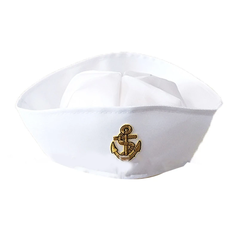 White Captain Sailor Hat for Military-Themed Parties and Cosplay