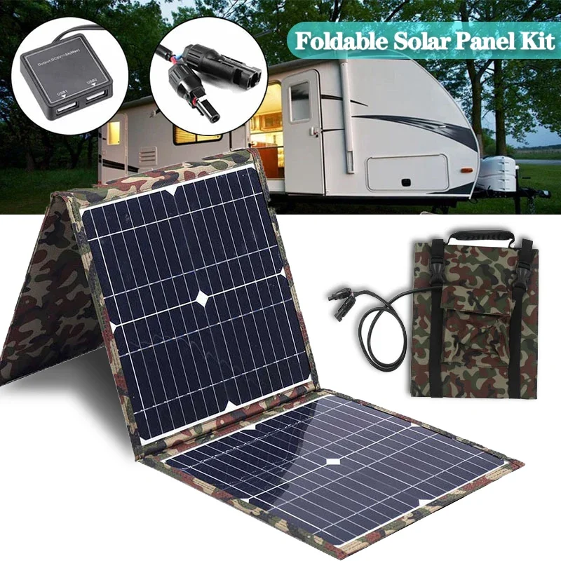 Kit Pannello Solare Portatile 100W 18V: Leggero, Pieghevole, Perfetto Per Camper, Barche, Escursioni E Emergenze Kit Pannello Solare Portatile 100W 18V: Leggero, Pieghevole, Perfetto Per Camper, Barche, Escursioni E Emergenze
