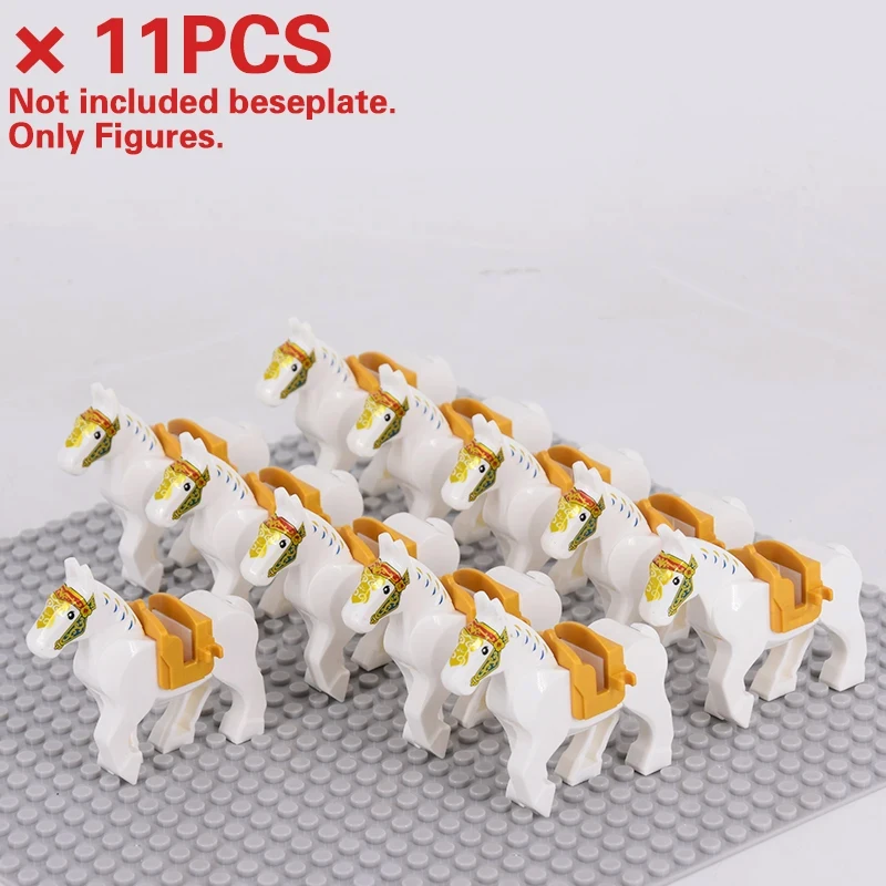 Medieval Military Sets Cavalry Figures War Horse Animals Building Blocks Parts Knight Weapons Accessories Toys for kids gifts 4
