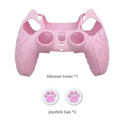 Cat Paw Protective Silicone Cover with Thumb Grip Caps (PINK)