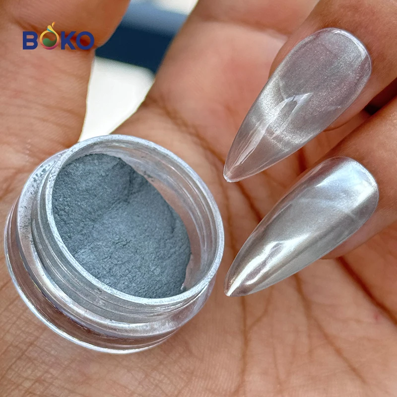 BOKO Silver Cat Eye Magnetic Nail Powder Mirror Effect Nail Art Pigment Dust UV Gel Magnet Glitter for Manicure