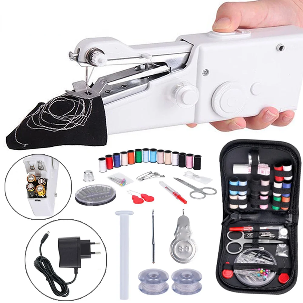 Portable Mini Hand Sewing Machine Quick Stitch Household Electronic Sewing  Machine For Needlework Cordless Clothes Fabrics