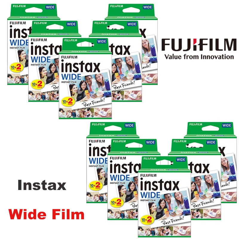 10-200 Fogli Genuini 5 Pollici Fujifilm Instax Wide Film Photo Paper Per Fuji Instant Camera Wide 300 210 200 100 Wide Printer