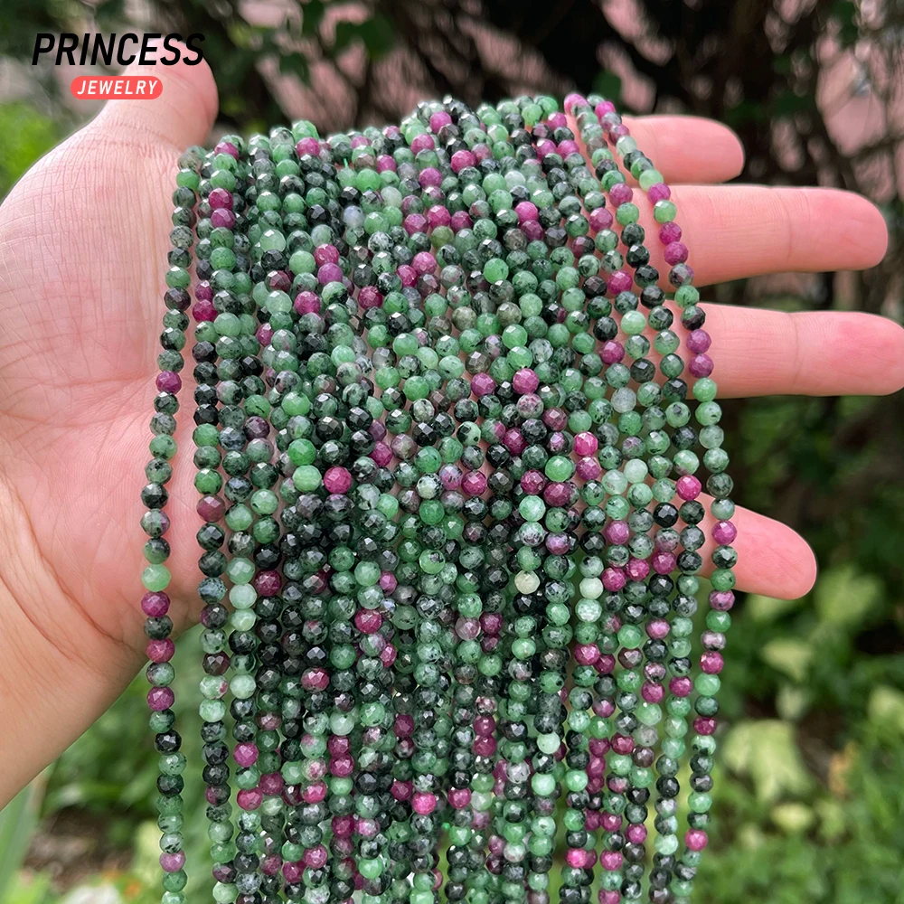 A++ Natural Ruby Zoisite Epidote 4.2mm Faceted Beads for Jewelry Making Bracelet Necklace Charms Beads DIY Accessories Wholesale 6