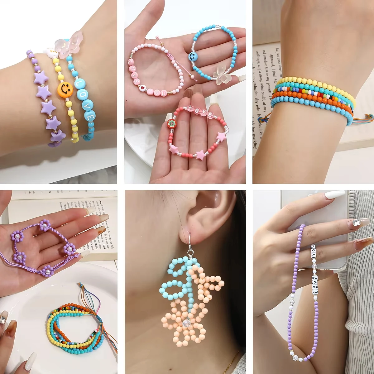 4mm rice beads loose beads handmade DIY making jewelry accessories About 3600 pieces 24 grid box rice beads