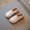 Girls Leather Shoes for Party Wedding Slip-on Simple Solid Black Kids UK Uniform School Shoes Children Loafers 2023 Four Season 5