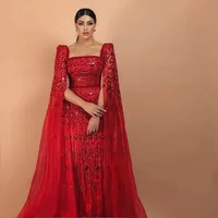 قال شارون-فستان سهرة بأكمام كاب للنساء ، نبيذ أحمر ، عربي ، بورجوندي ، أنيق ، دبي ، فساتين حفلات زفاف ، فاخر ، SS461 ، 1