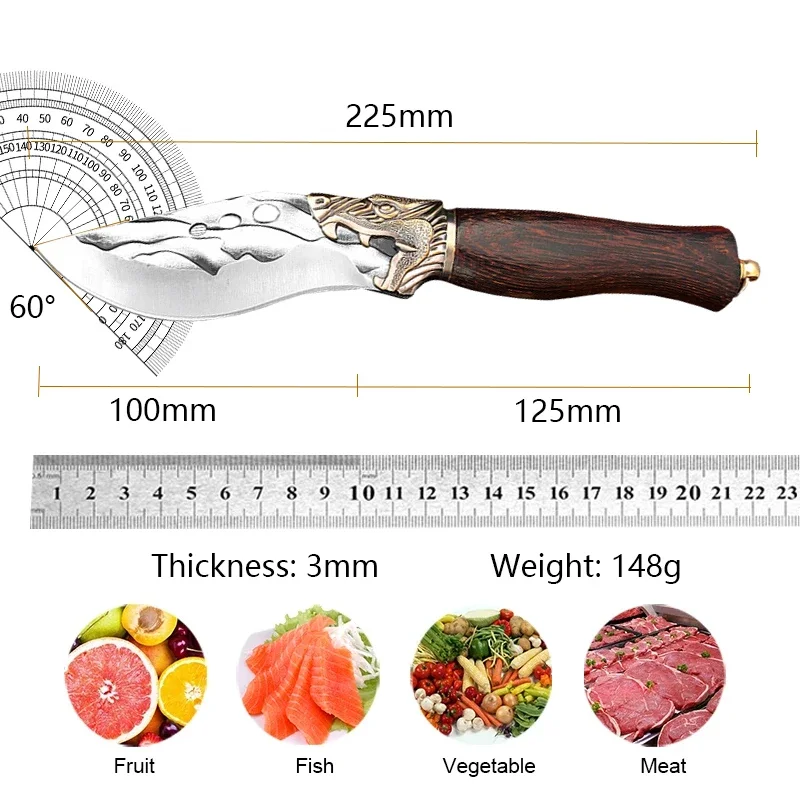 Forged Kitchen Chef Knife 5Cr15Mov Stainless Steel Fish Fruit Meat Boning Peeling Knife Professional Butcher Cleaver Cover