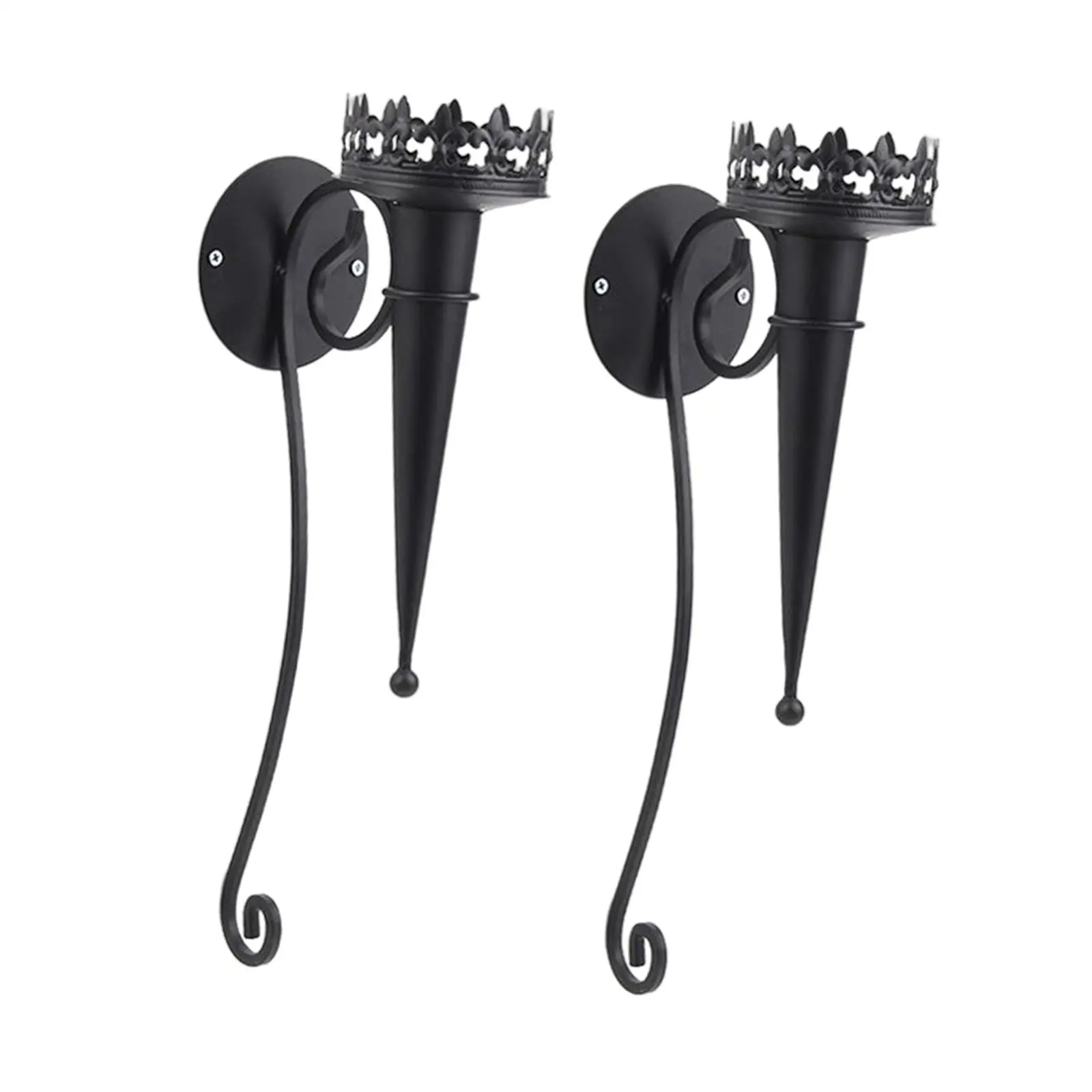 2 Candelabri Da Parete Stile Medievale In Ferro Spazzolato - Design A Torcia, Per Soggiorno, Camera, Patio - 10