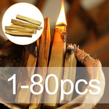 1-80pcs Palo Santo Natural Incense Sticks Wooden Smudging Stick Aromatherapy Burn Wooden Sticks No Smell Wooden Sticks 1
