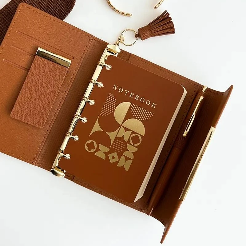 Mini A7 Loose-leaf Notebook Exquisite Senior Bussiness Diary Pu Cover Notepad 365day Planner School Office Stationery Friend 5