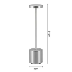 LED Touch Sensor Rechargeable Table Lamp - Modern Night Light for Bedroom, Bar, Restaurant, or Hotel Decor (Silver)
