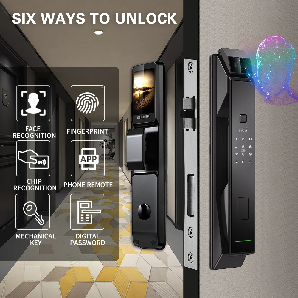 Tuya WiFi 3D Face Recognition Smart Lock with Fingerprint Password Card App Unlocking Face Capture Digital Electronic Lock - Image 2