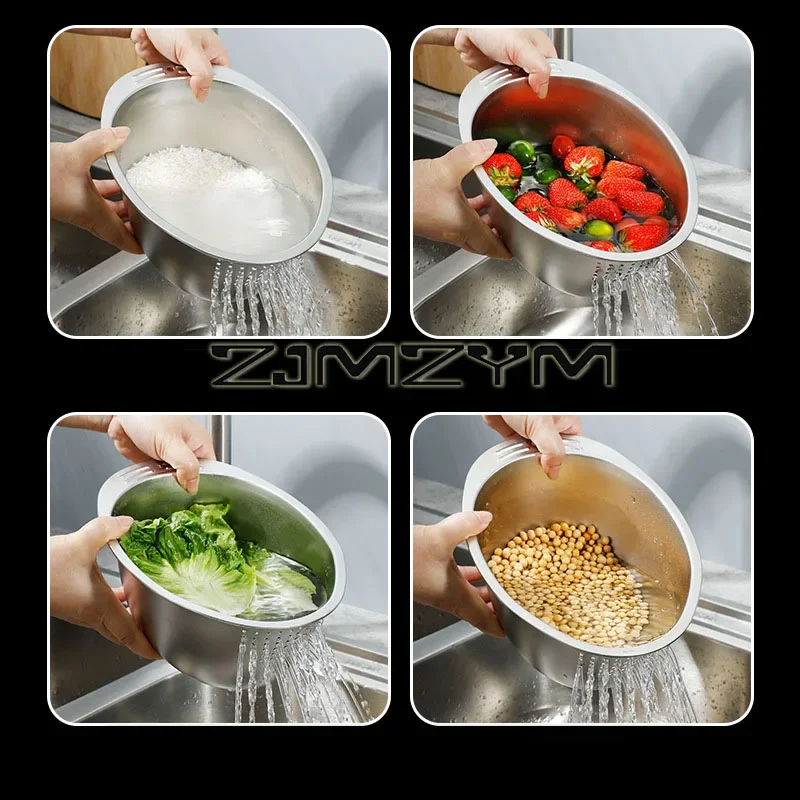 Cestello per friggere da cucina colino in rete di acciaio inossidabile con scola