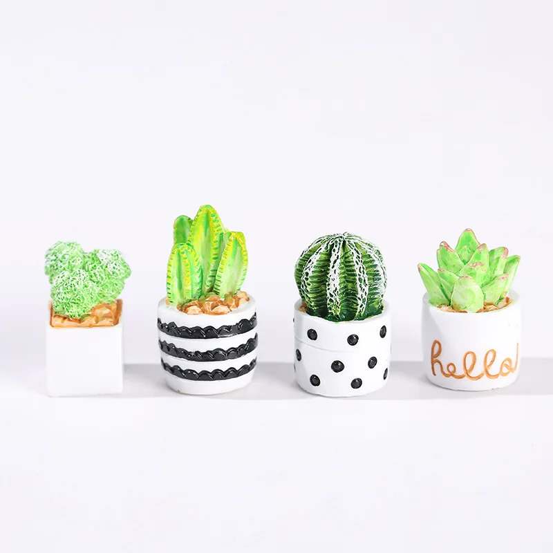 4pcs/Set Of Mini Succulent Potted Ornaments, Cute Cactus Plant Potted Plants, Indoor Desktop DIY Decoration