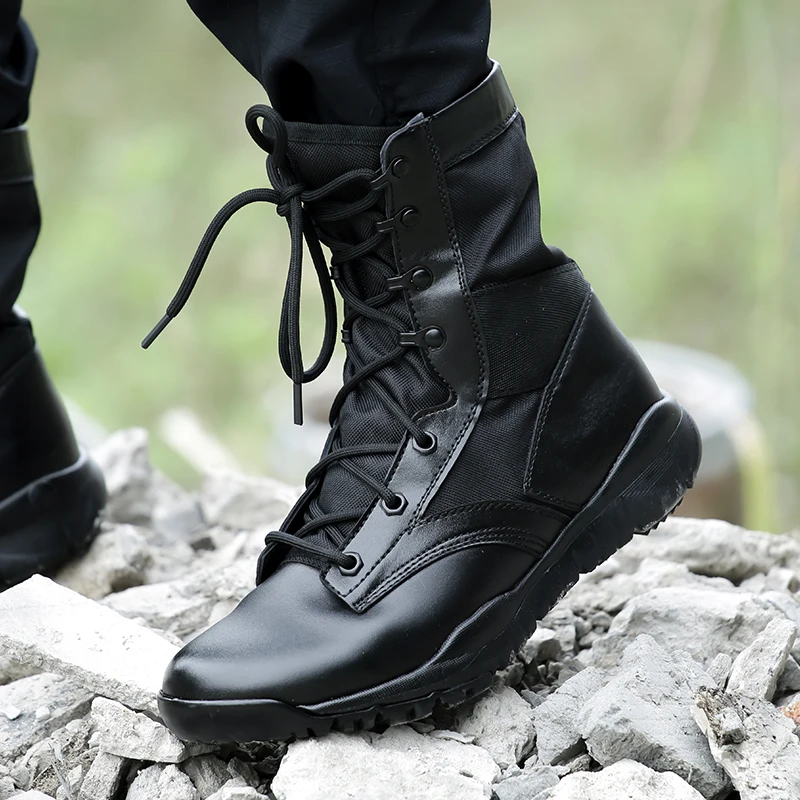 Botas Militares ligeras para hombre, de combate transpirables, color negro, para primavera y - AliExpress