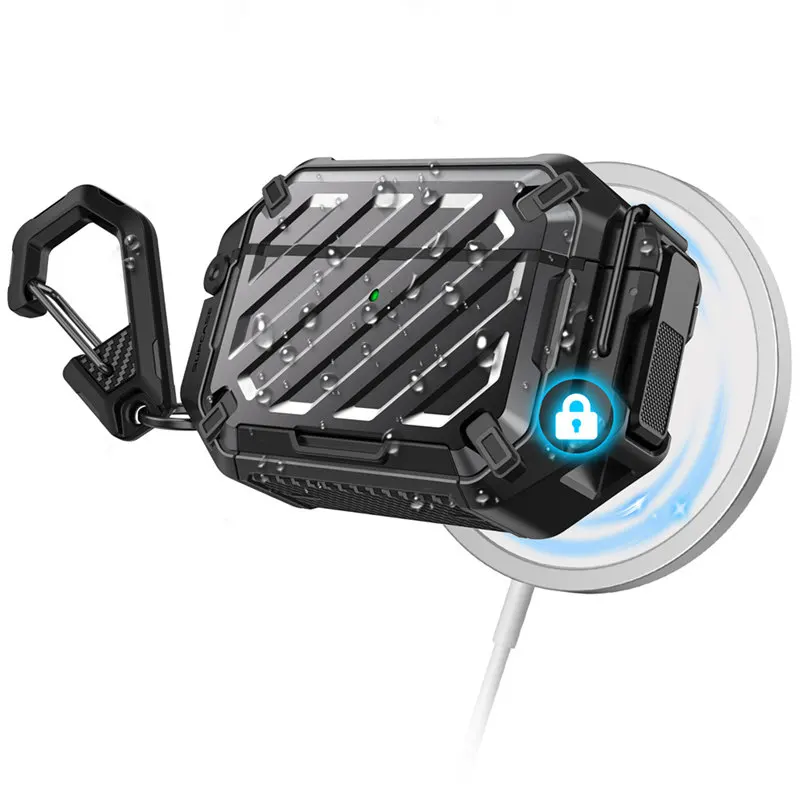 SUPCASE For Apple AirPods Pro 3 Case 3. Generation UB Mag IP68 Wasserdichte, kratzfeste Hartschalenhülle mit Schloss und Karabin