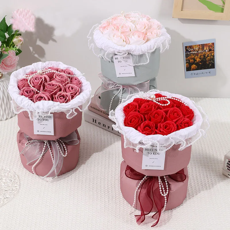 

17x17x27cm Soap rose flower scent Bouquet refin Eternal rose Girl friend mother Birthday Valentine wedding Xmas gifts home party