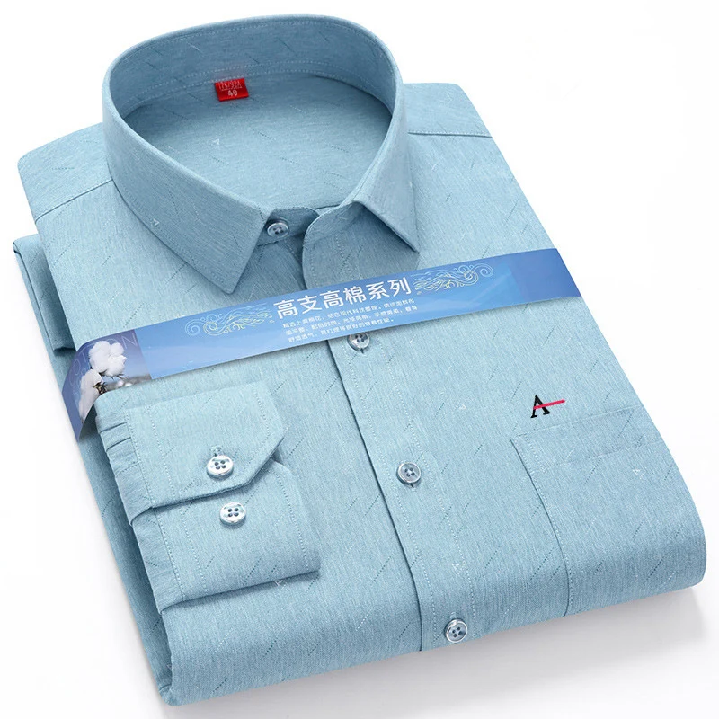 2021 new camisa men's bamboo fiber plaid shirt casual long sleeve business reserva men's formal shirt fashion pocket