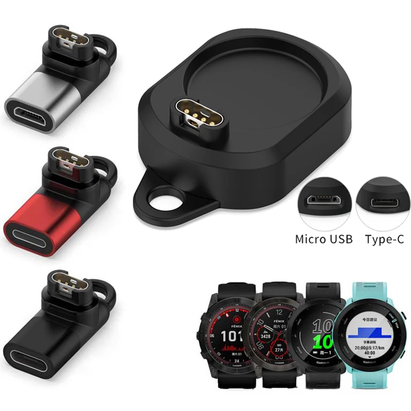 2 In 1 Type C/micro Dock Watch Charger Adapter For Garmin Fenix 5 6 7x