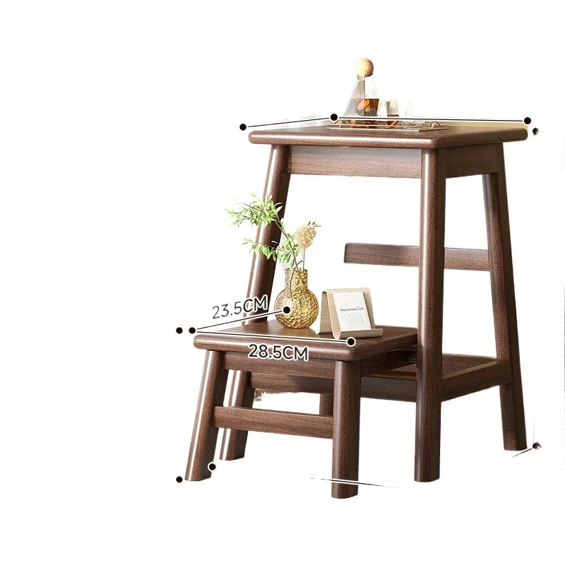Solid Wood Folding Ladder Stool Household Dual-use Bar Stair Chair Multi-functional Indoor Flower Rack Step Stool Furniture folding ladder chair folding step stool