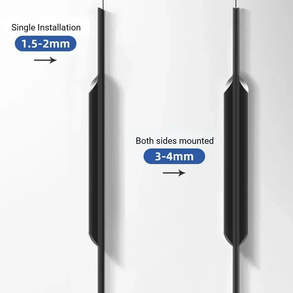 Niewidoczny długi uchwyt Uchwyty do szafek kuchennych ze stopu aluminium Czarna szafka Szafa Klamka do drzwi Ukryte uchwyty do mebli