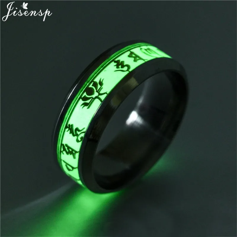 Stainless Steel Glowing In Dark Heart Finger Rings for Men Women Punk Music Dragon Luminous Ring Couple Jewelry Anel