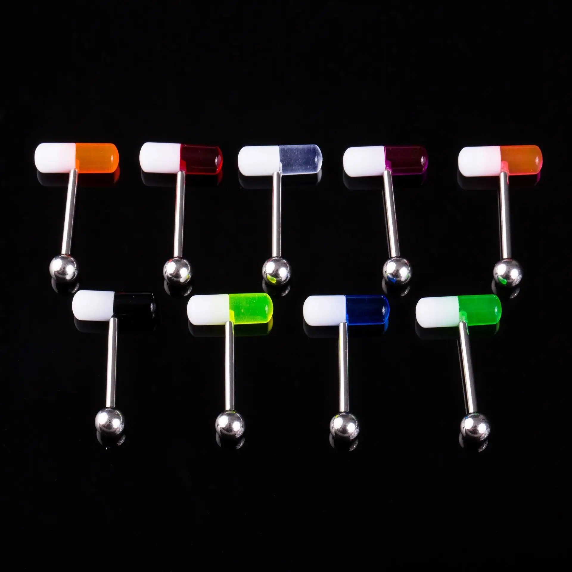 6PCS Shimmering Acrylic Tongue and Nipple Barbell Set
